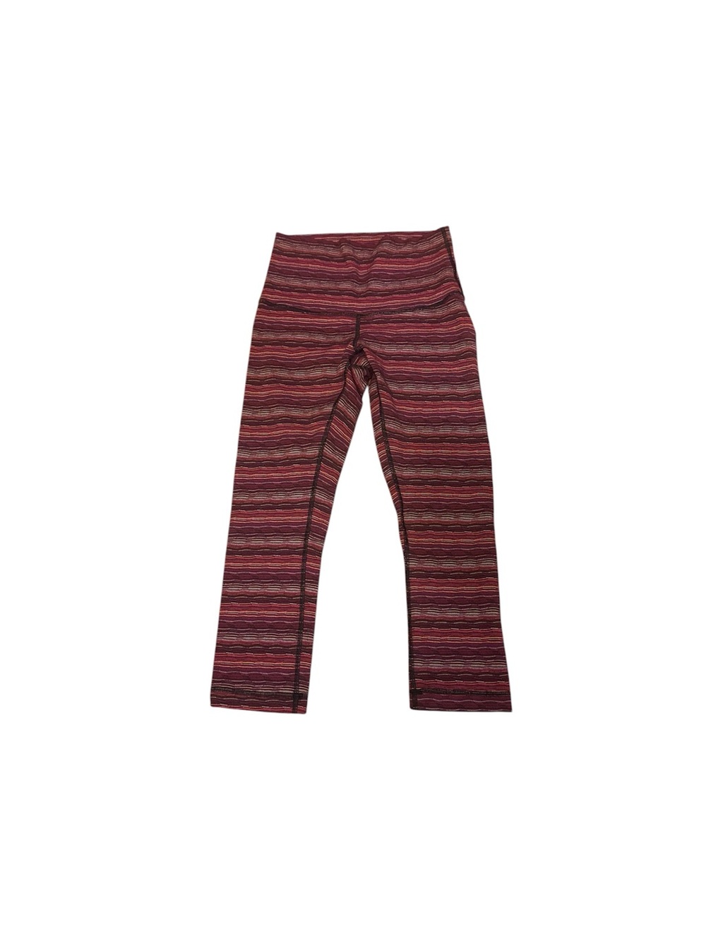 lululemon athletica Women's Maroon & Pink Striped Cropped Leggings